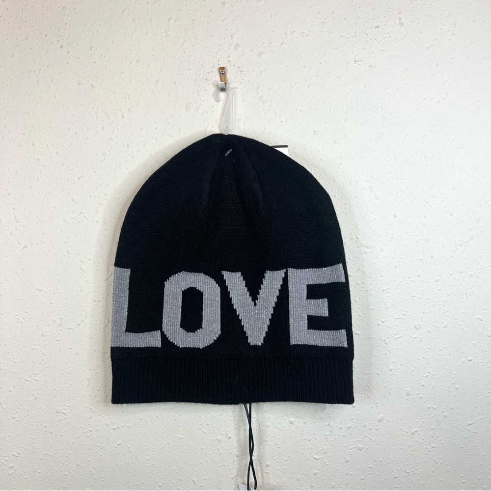 Rebecca Minkoff  LOVE Knit Stadium Black Beanie OS NWT